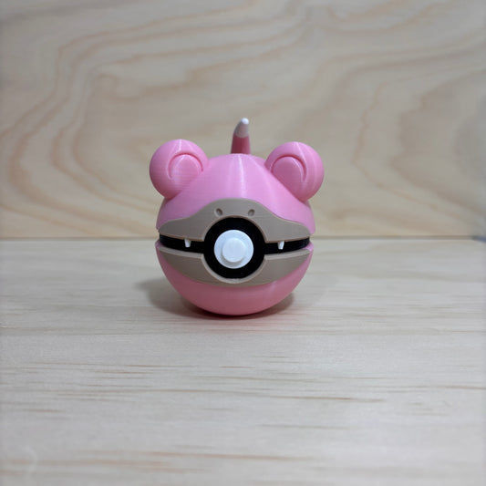3D printed #0079 Slowpoke Poké Ball collectible that opens to reveal Slowpoke inside.