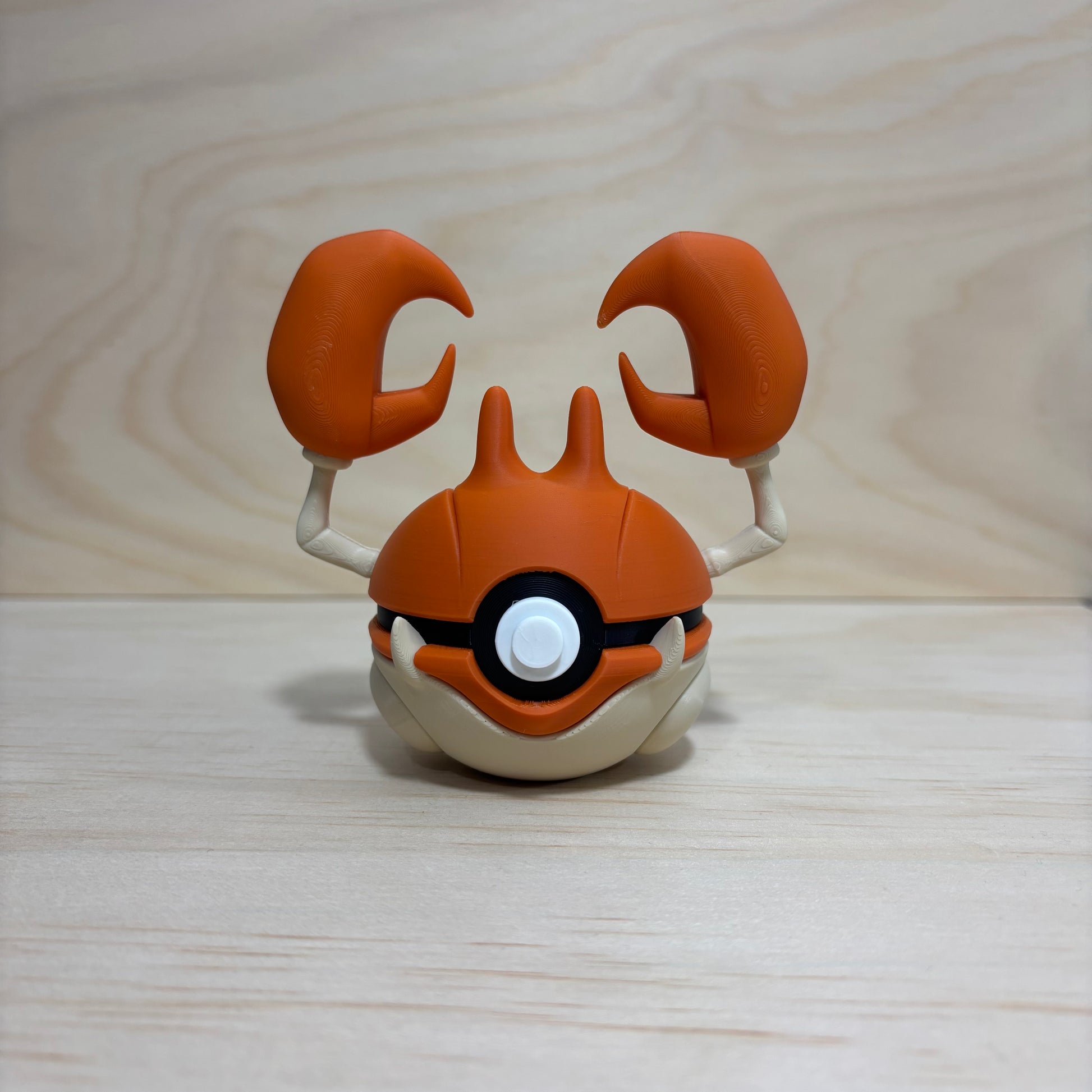 3D printed #0098 Krabby Poké Ball collectible featuring Krabby integrated into a Poké Ball-inspired design.