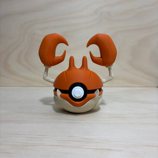 3D printed #0098 Krabby Poké Ball collectible featuring Krabby integrated into a Poké Ball-inspired design.