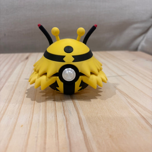 3D printed 0466 Electivire Poké Ball collectible inspired by Electivire with signature electric tail cables and yellow colour scheme.