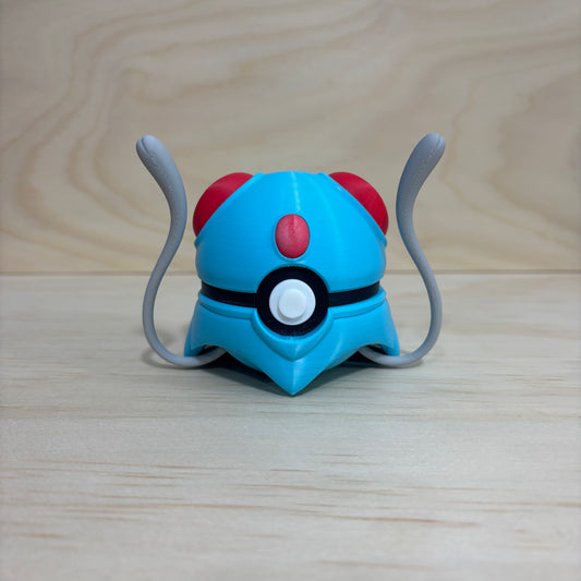 3D printed 0072 Tentacool Poké Ball collectible featuring Tentacool with flowing tentacles and signature red orbs.