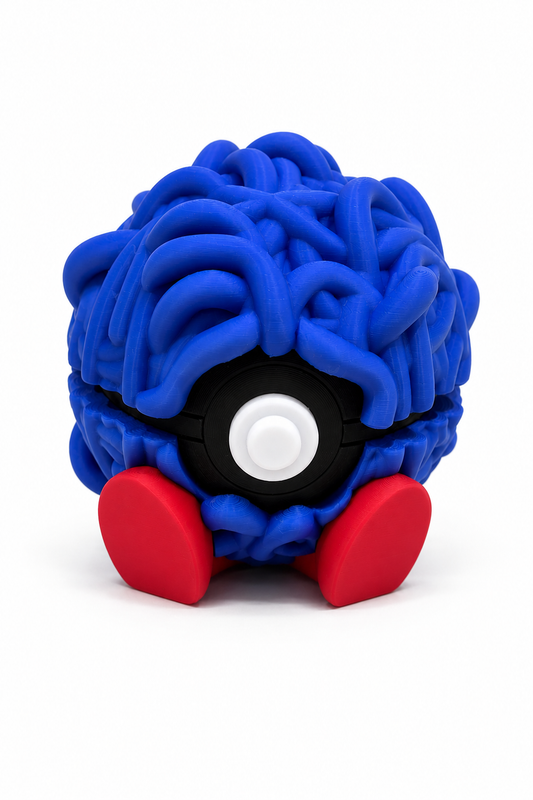 3D printed 0114 Tangela Poké Ball collectible with tangled blue vines, black and white centre button and red feet